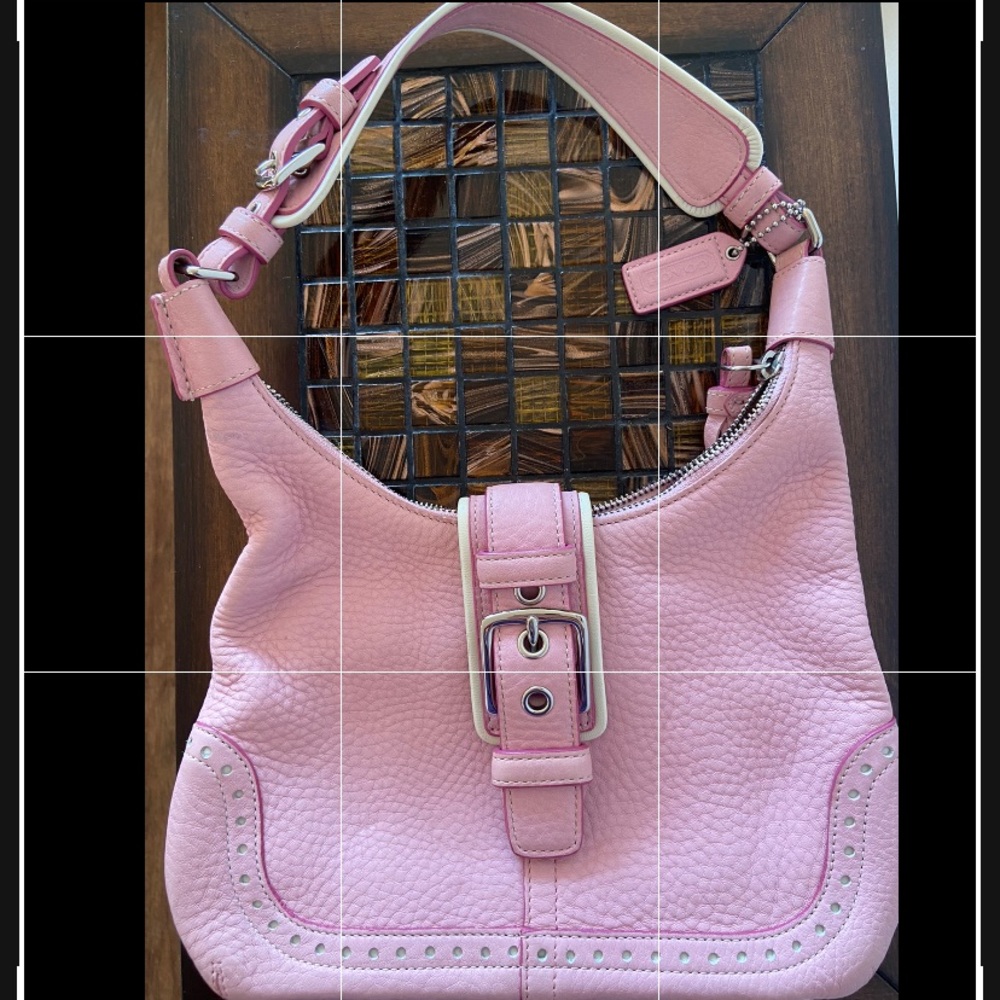 Coach Pink and White Leather Soho Hobo Handbag